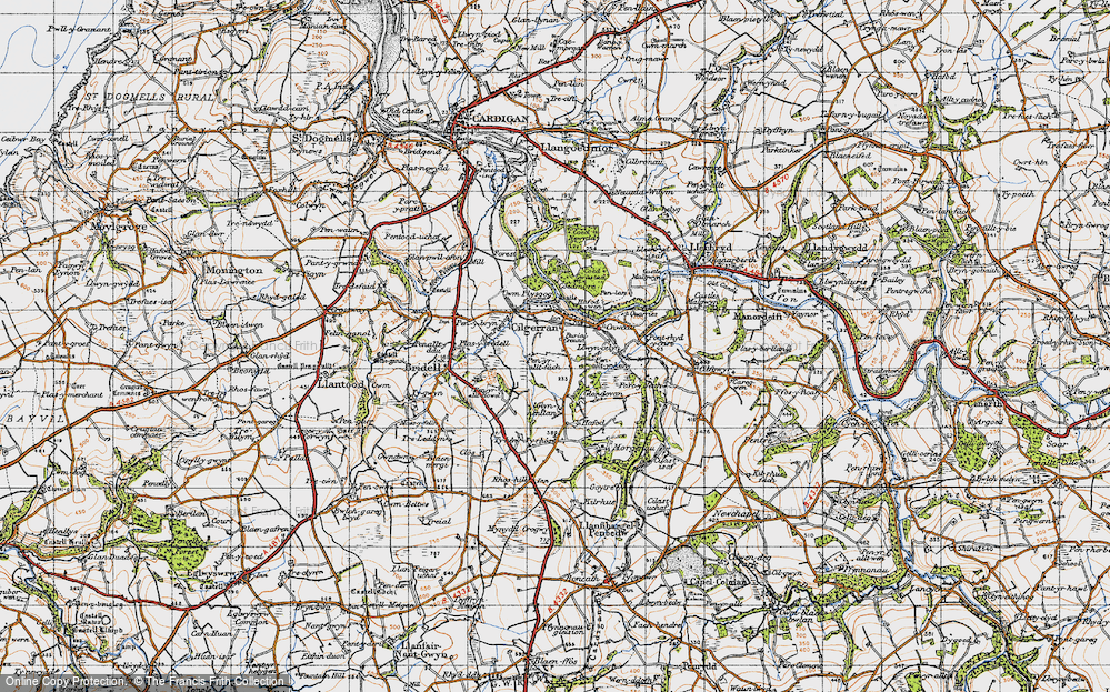 Old Map of Historic Map covering Allt-y-rheiny in 1947