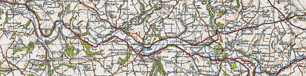 Old map of Afon Teifi in 1947