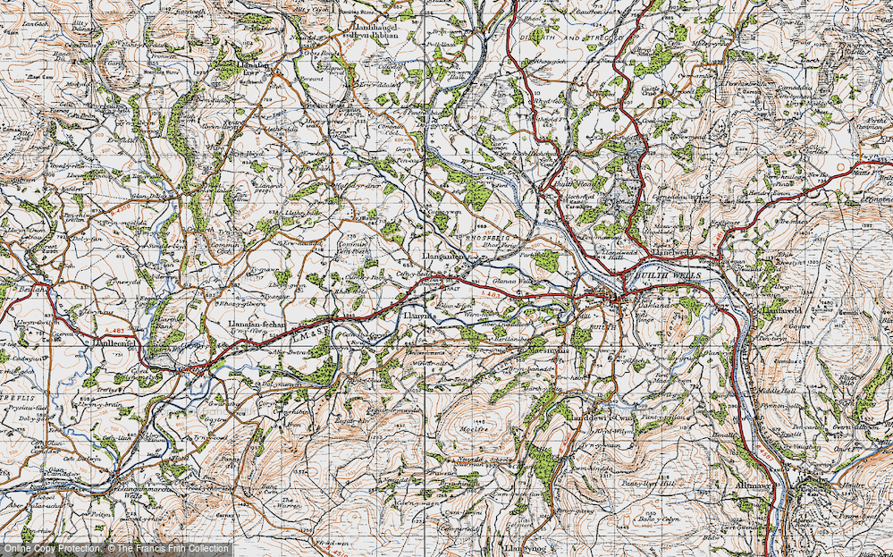 Old Map of Historic Map covering Berllan-ber in 1947