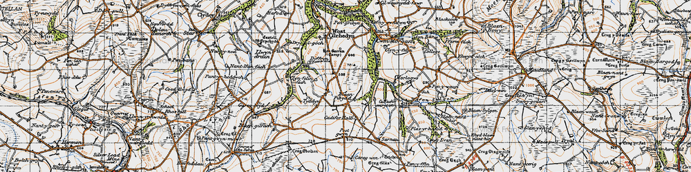 Old map of Afon Pedian in 1946