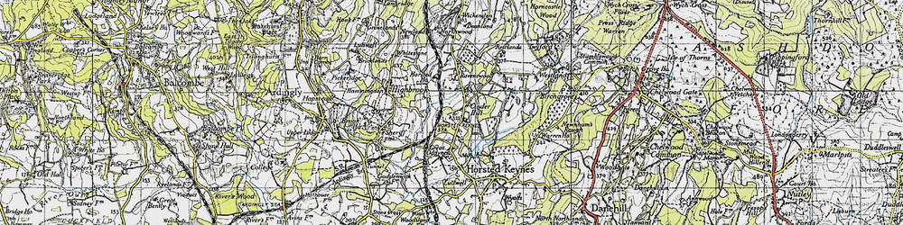 Old map of Bluebell Railway in 1940