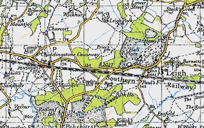 Old map of Cinder Hill in 1946