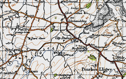Old map of Bodafon Isaf in 1947