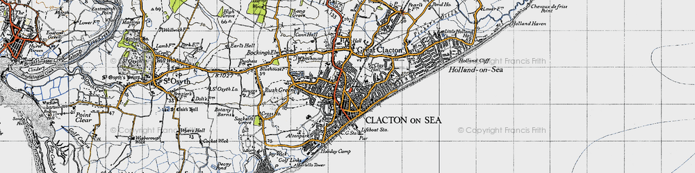 Old map of Clacton-On-Sea in 1946