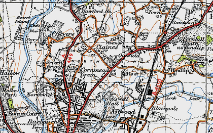 Old map of Claines in 1947