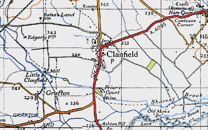 Old map of Black Bourton Brook in 1947