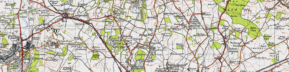 Old map of Clanville in 1945