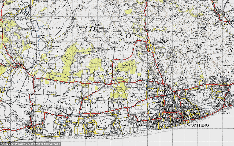 Old Map of Historic Map covering Woodlands in 1940