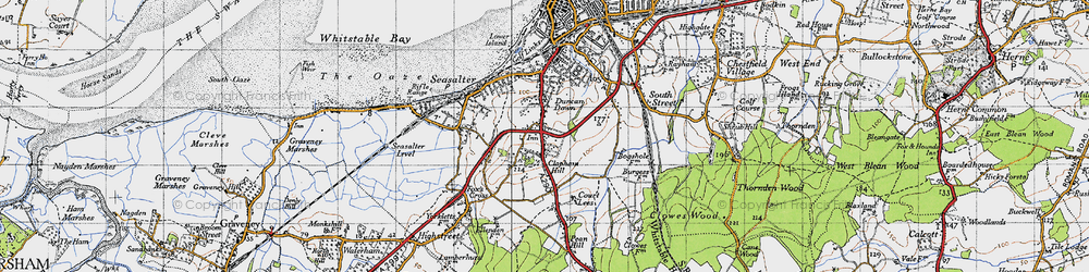 Old map of Clapham Hill in 1946
