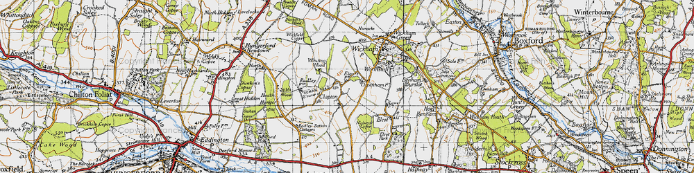 Old map of Wickfield Copse in 1945
