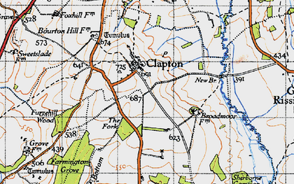 Old map of Clapton-on-the-Hill in 1946