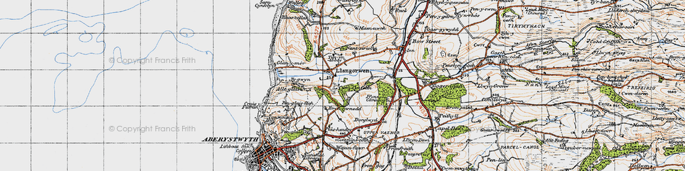 Old map of Clarach in 1947