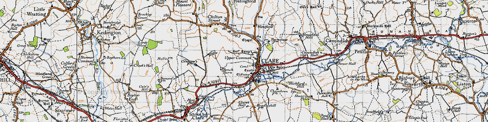 Old map of Clare in 1946