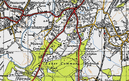 Old map of Claremont Park in 1945