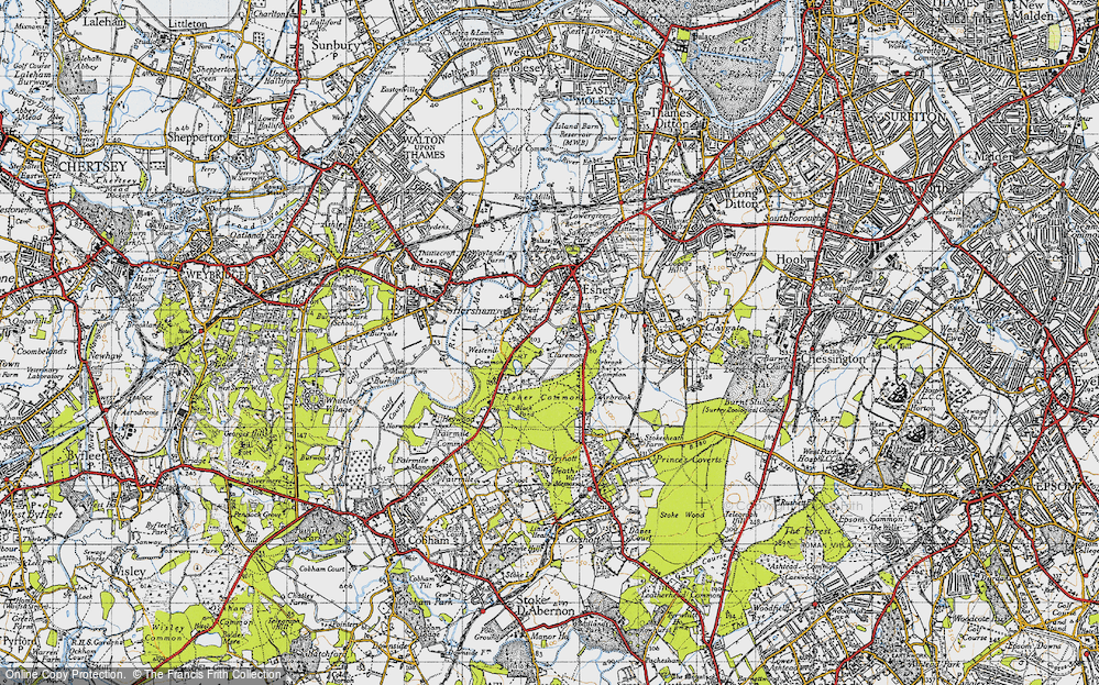 Historic Ordnance Survey Map of Claremont Park, 1945