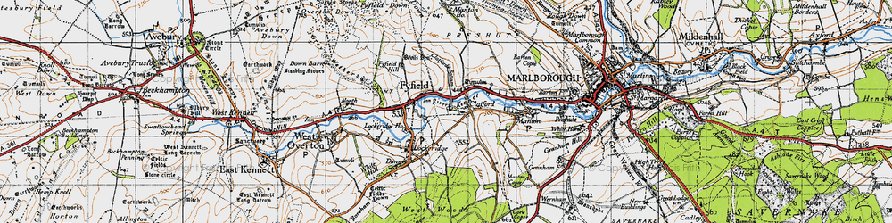 Old map of River Kennet in 1940