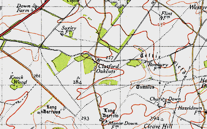 Old map of Clatford Oakcuts in 1945