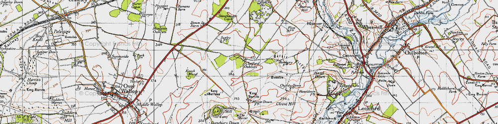 Old map of Clatford Oakcuts in 1945