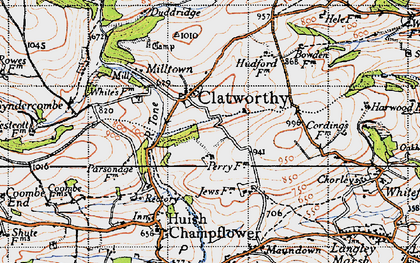 Old map of Clatworthy in 1946