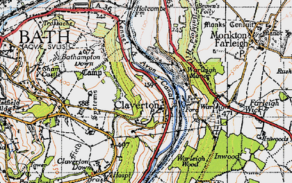 Old map of Claverton in 1946