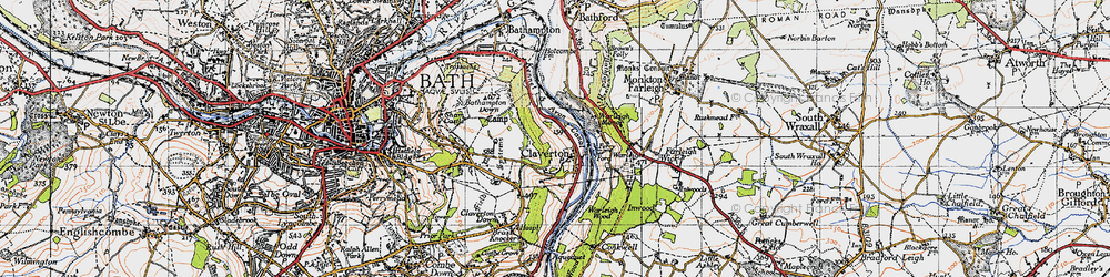 Old map of Claverton in 1946