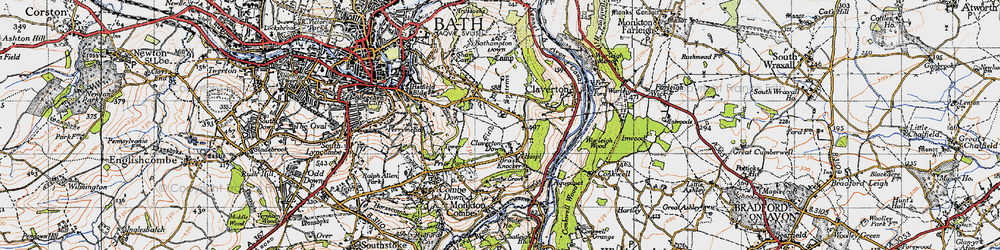 Old map of Claverton Down in 1946