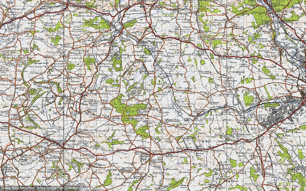 Old Map of Historic Map covering Ty-Fry in 1947