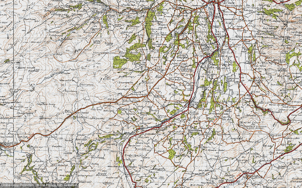 Old Map of Historic Map covering Bryn-y-ffynnon in 1947