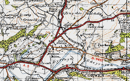 Old map of Clawdd Poncen in 1947