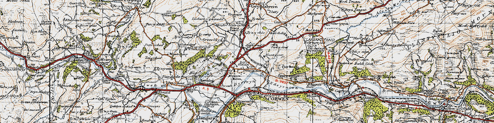 Old map of Clawdd Poncen in 1947