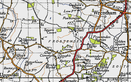Old map of Clay Common in 1946