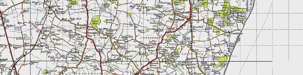 Old map of Clay Common in 1946