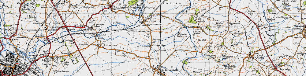 Old map of Clay Coton in 1946