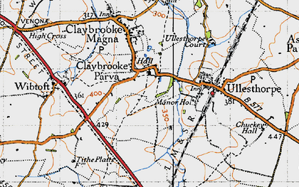 Old map of Claybrooke Parva in 1946