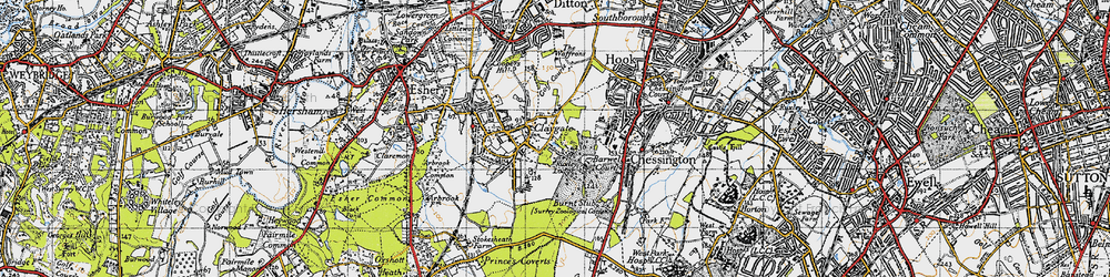Old map of Claygate in 1945