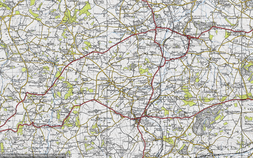 Old Map of Historic Map covering Chilworthy Ho in 1945