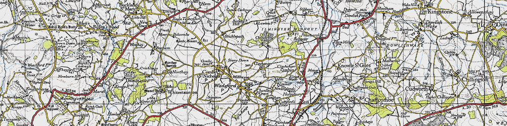 Old map of Clayhanger in 1945