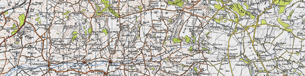 Old map of Clayhidon in 1946