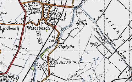 Old map of Bottisham Fen in 1946