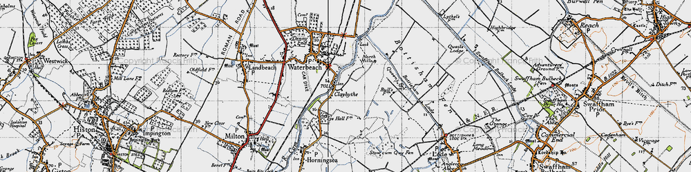 Old map of Bottisham Fen in 1946