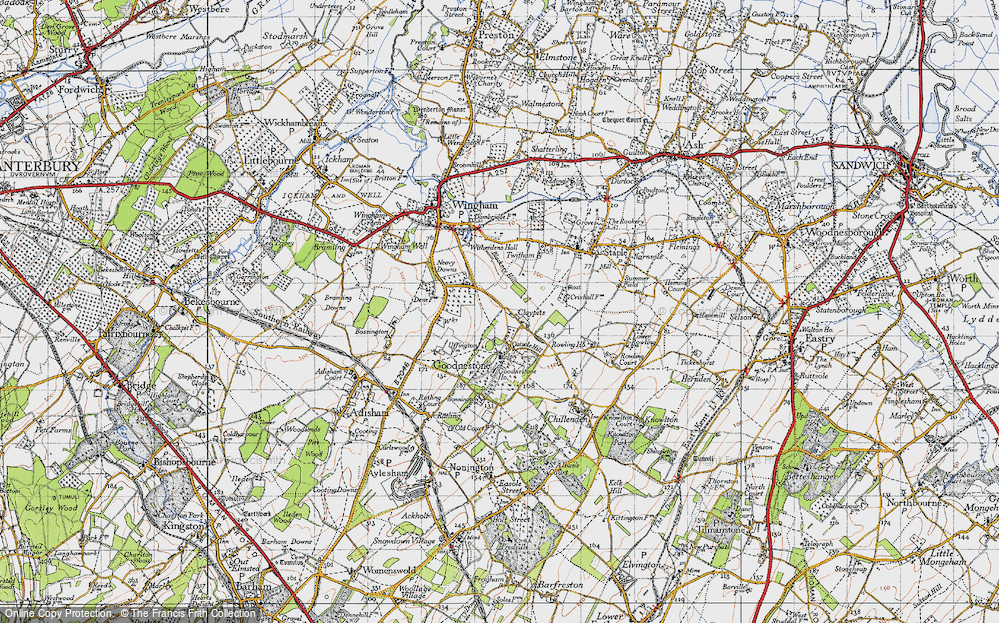 Old Map of Historic Map covering Blackney Hill in 1947