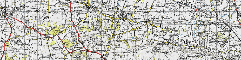 Old map of Clayton in 1940