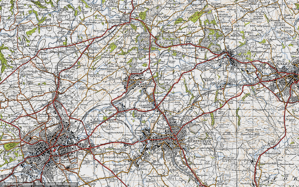 Old Map of Clayton-Le-Moors, 1947 in 1947