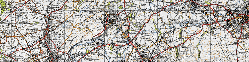 Old map of Clayton-Le-Moors in 1947