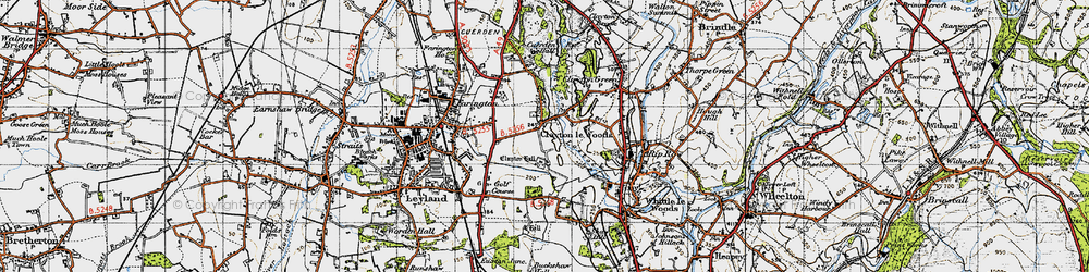Old map of Clayton-le-Woods in 1947