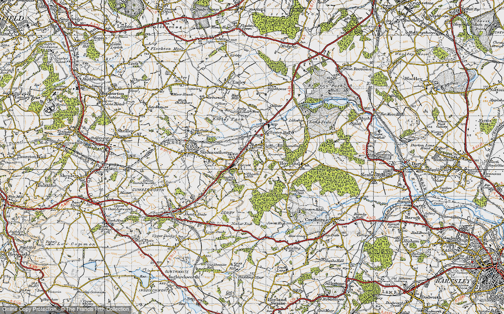 Old Map of Historic Map covering Bilham Grange in 1947