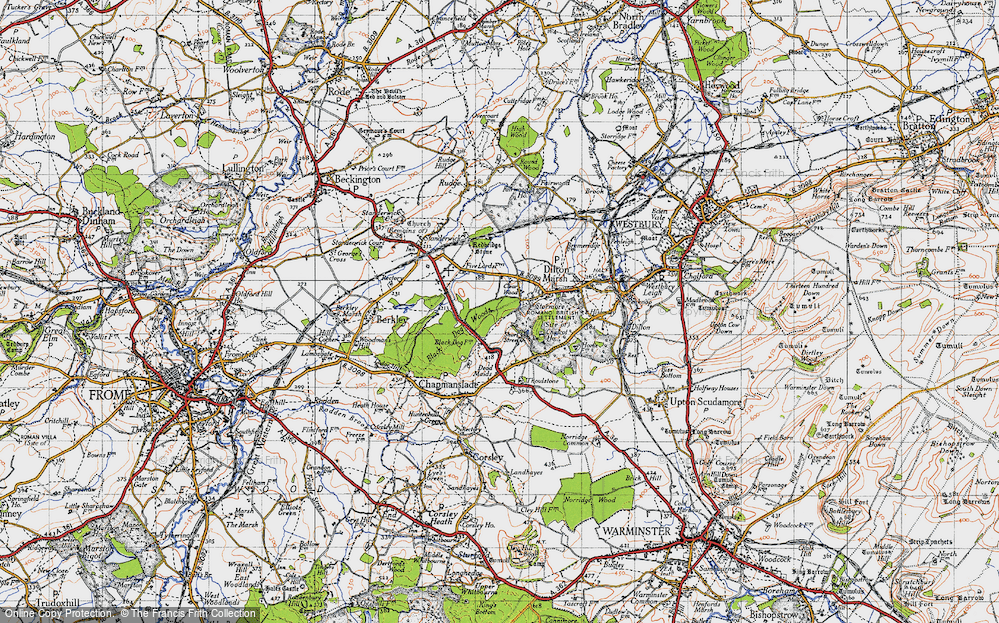Old Map of Historic Map covering Black Dog Woods in 1946