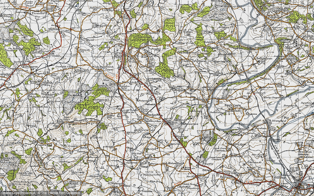 Old Map of Historic Map covering Whitewell Ho in 1947