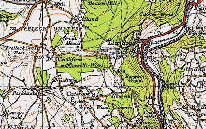 Old map of Cleddon in 1946