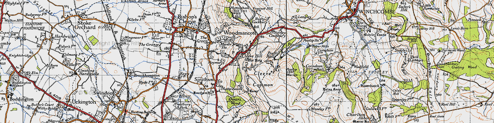 Old map of Cleeve Hill in 1946
